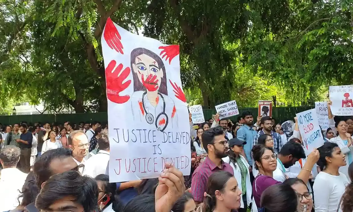 Protests At Nirman Bhavan in Delhi